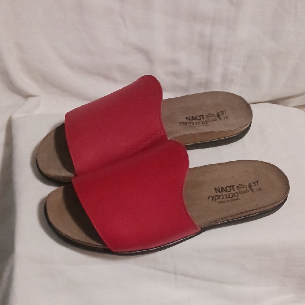 Naot Skylar Kiss Red Leather Slides